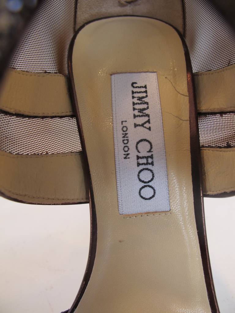 New Jimmy Choo Rich Bronze Glitter Mirror Sandal Bootie For Sale 3