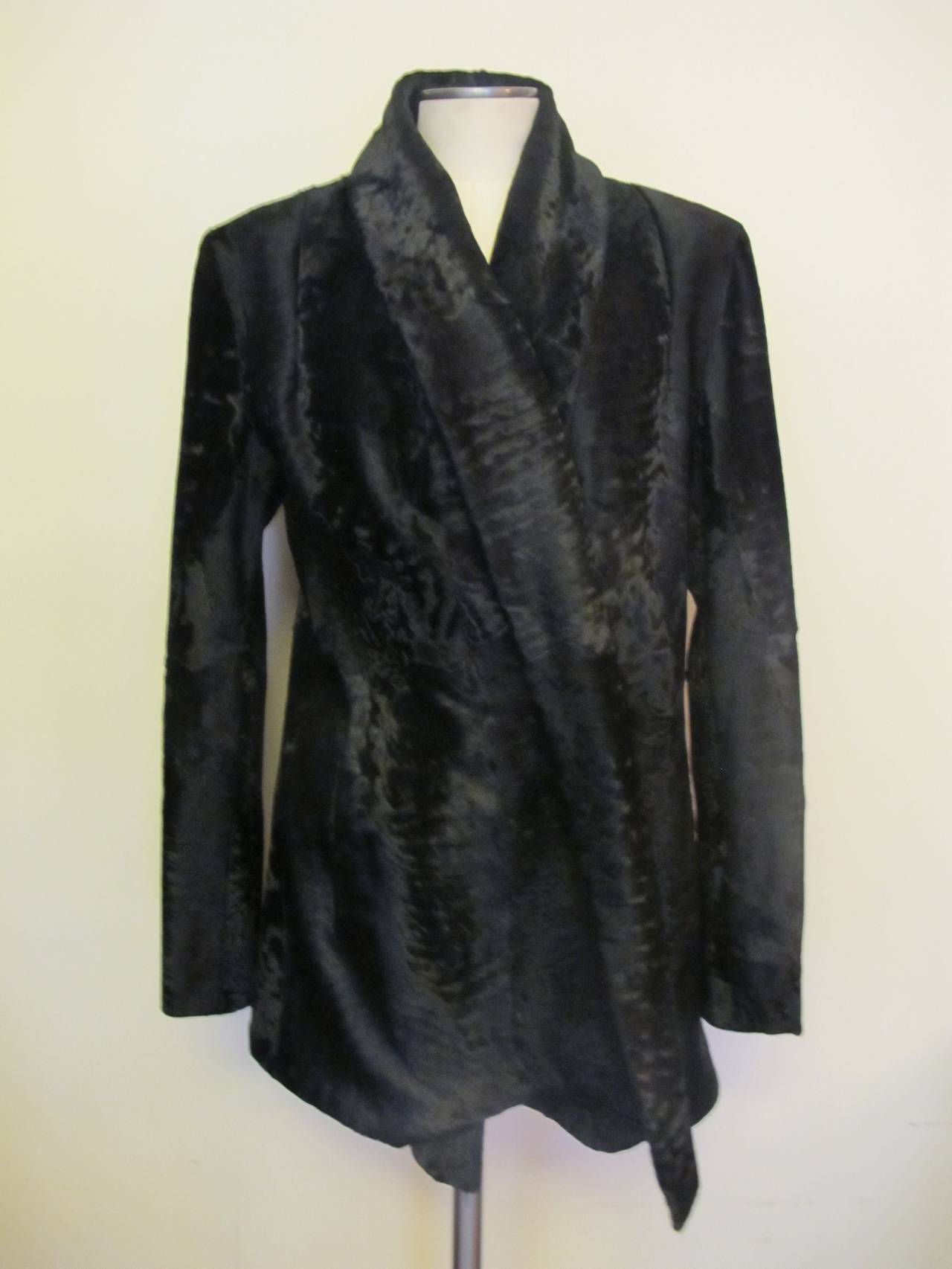 Giuliana Teso Black Broadtail Jacket for Neiman Marcus In Excellent Condition For Sale In San Francisco, CA