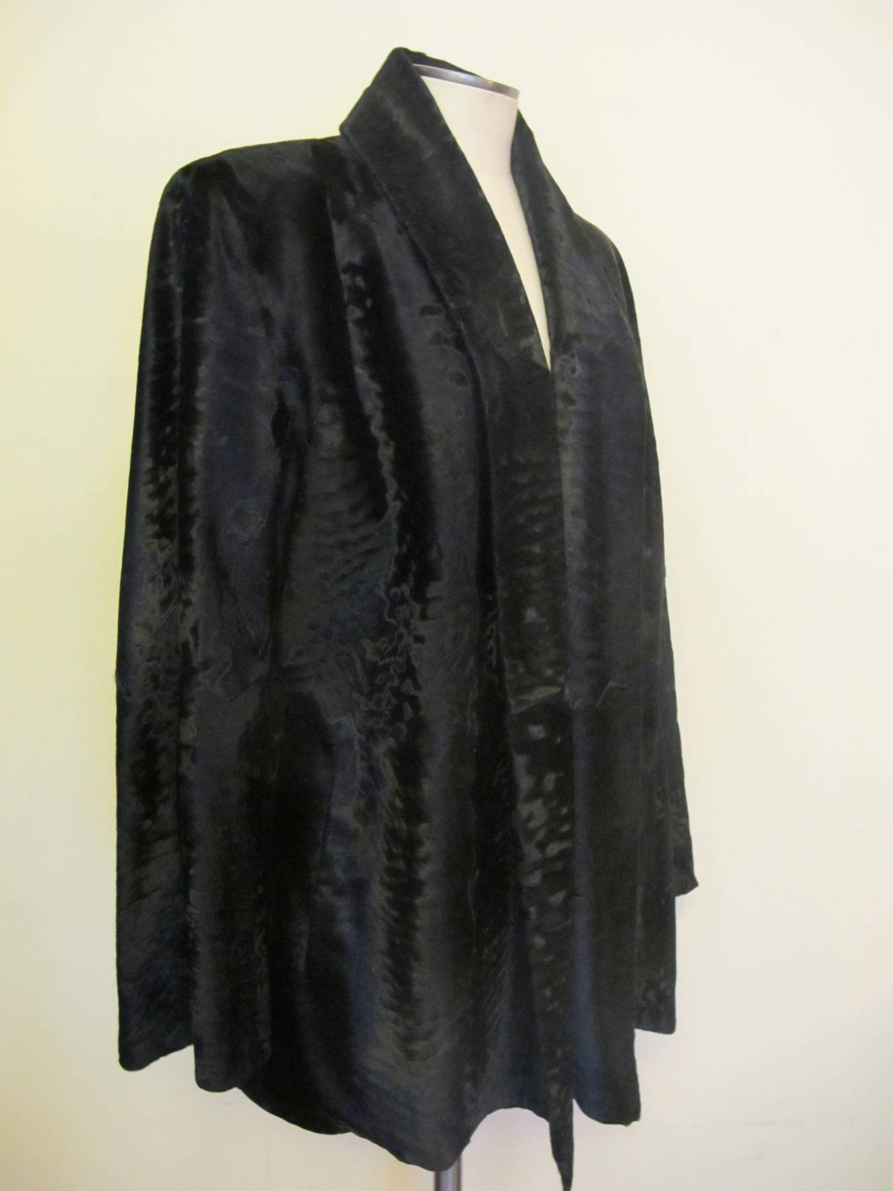 Giuliana Teso Black Broadtail Jacket for Neiman Marcus For Sale 1