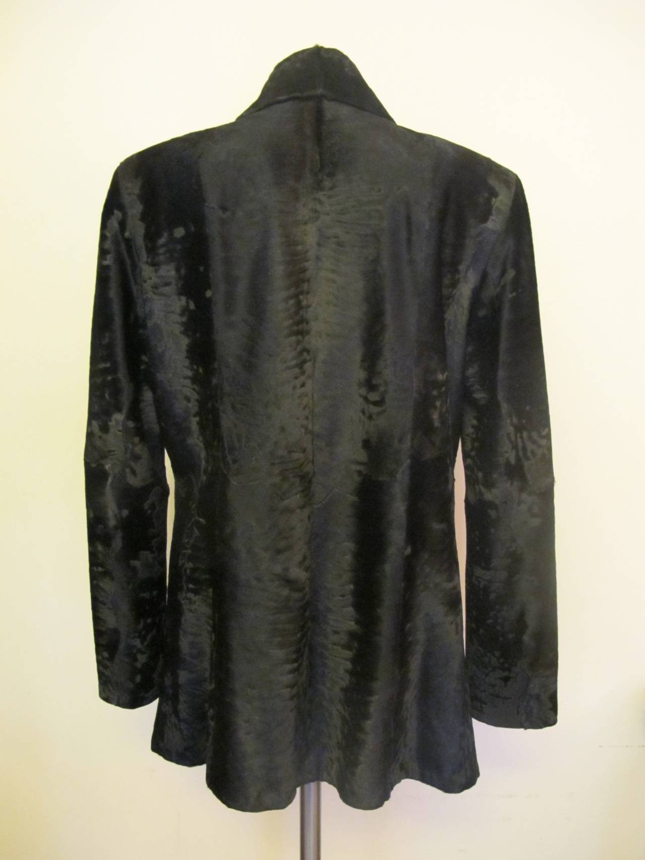 Giuliana Teso Black Broadtail Jacket for Neiman Marcus For Sale 2
