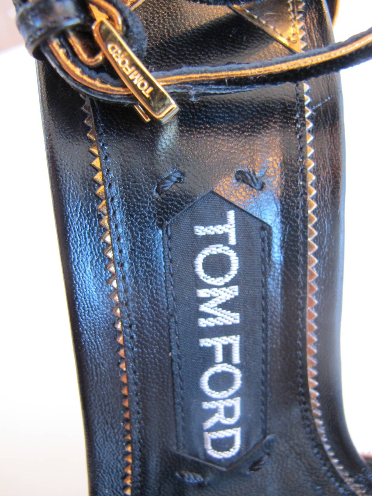 Tom Ford Black Velvet Ankle-wrap Crisscross Platform Sandals For Sale 5