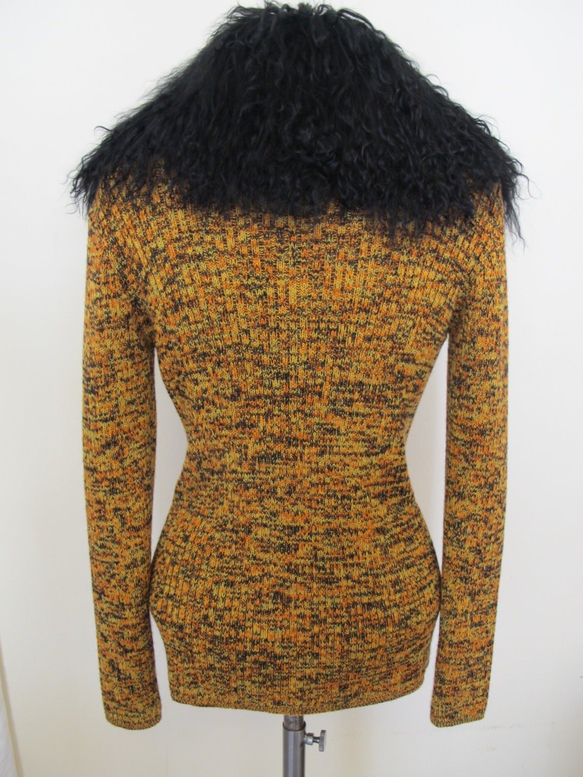 Brown Yves St. Laurent Chic Sweater with Spanish Lamb Collar For Sale