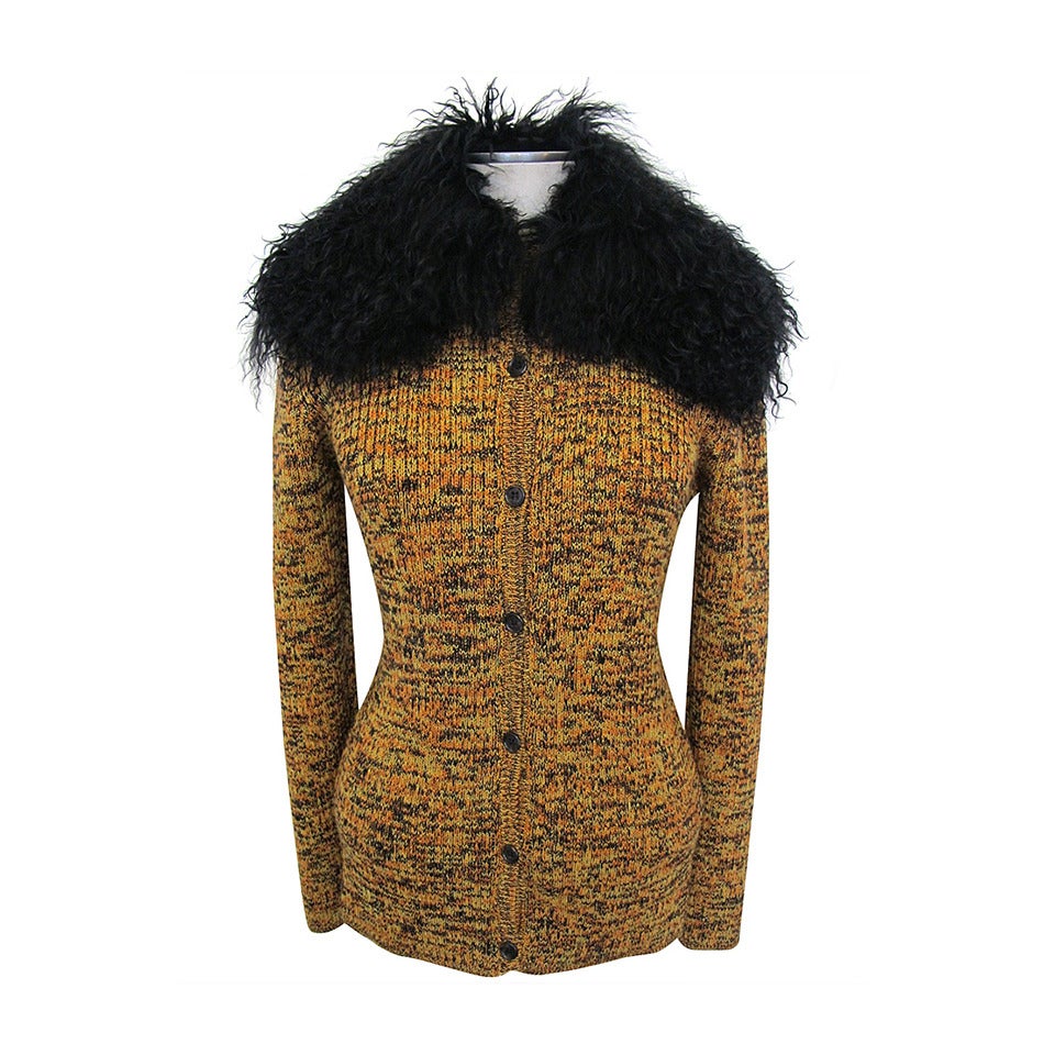 Yves St. Laurent Chic Sweater with Spanish Lamb Collar For Sale