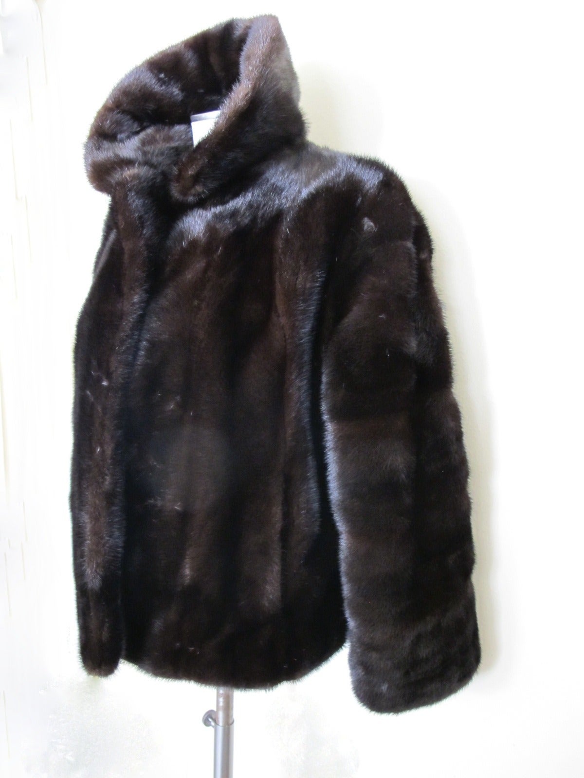 Black Ranch Mink Open Jacket With Pockets For Sale
