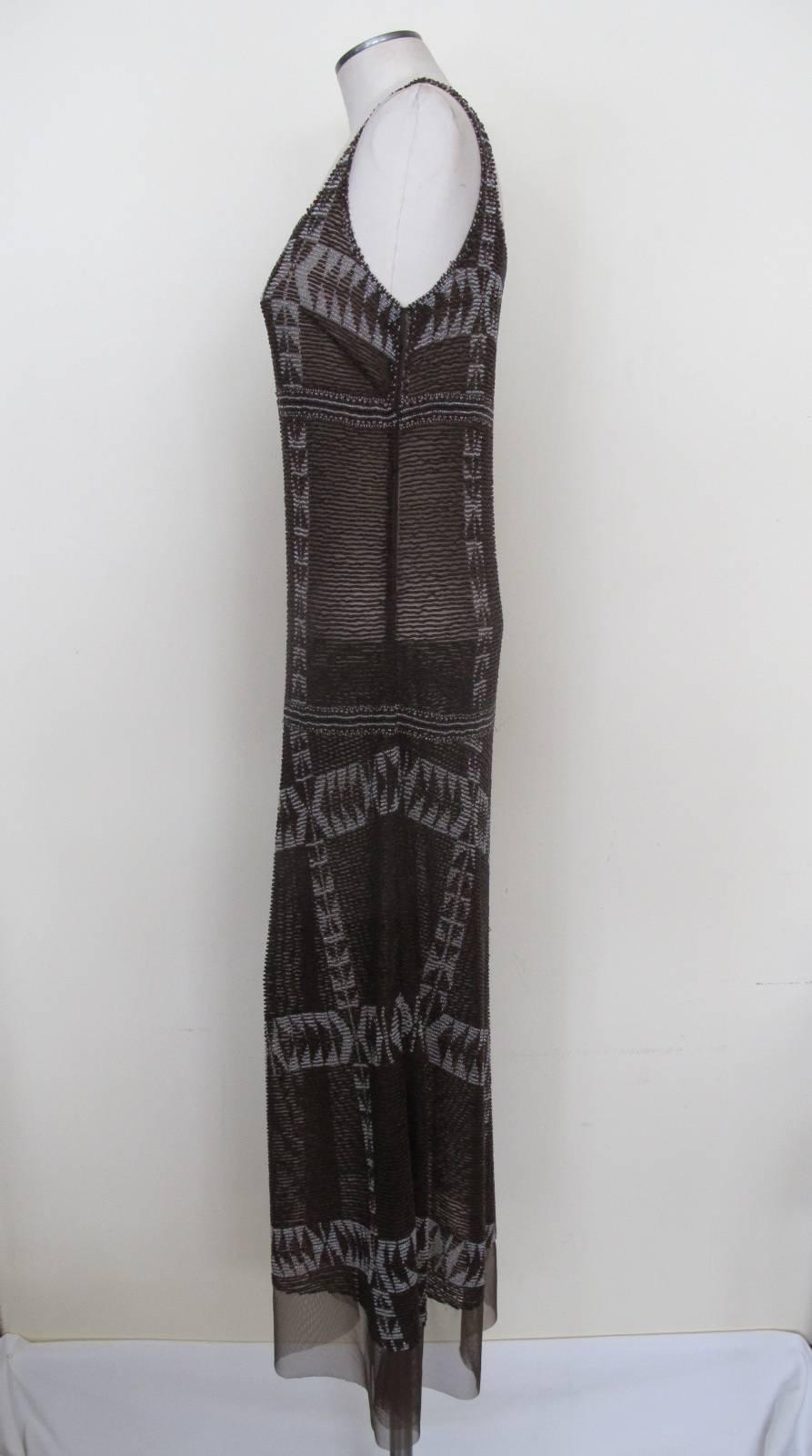 Alberta Ferretti Beaded Sleeveless Evening Gown In Excellent Condition For Sale In San Francisco, CA