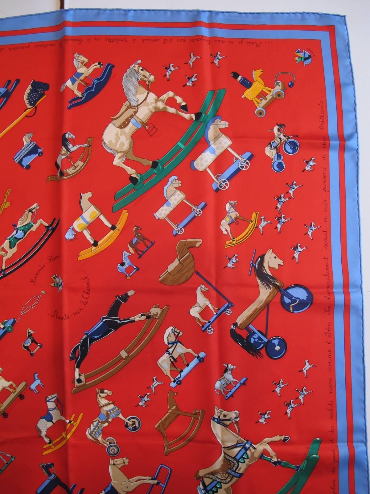 Raconte - Moi Le Cheval Silk Scarf In Excellent Condition For Sale In San Francisco, CA