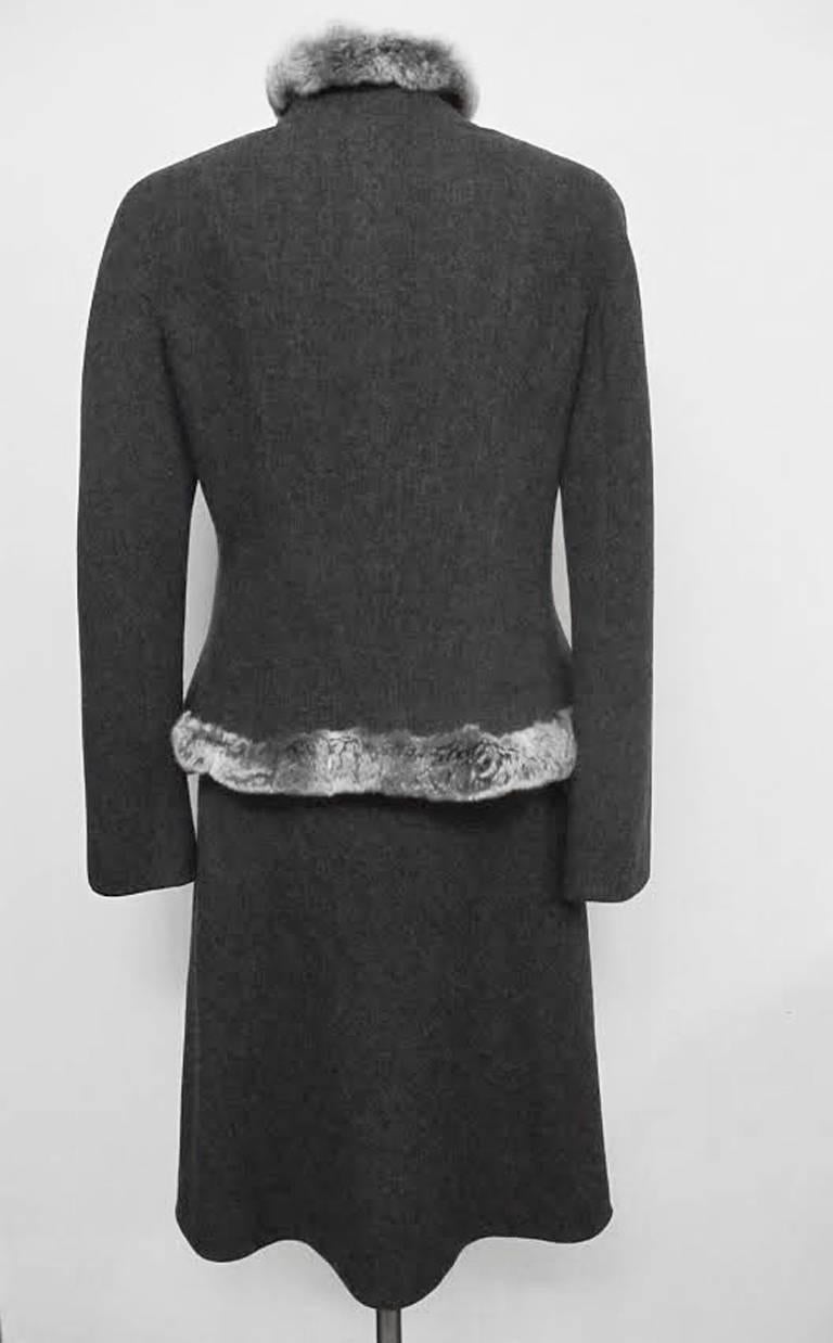 Women's Giorgio Armani Grey Suit with Chinchilla Trim For Sale