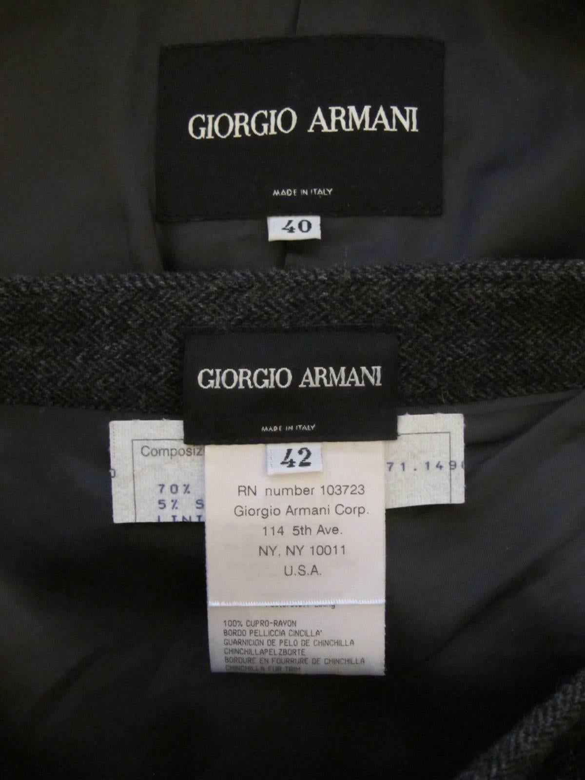 Giorgio Armani Grey Suit with Chinchilla Trim For Sale 4