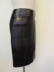 Tom Ford for YSL Black Leather Skirt with Pocket Belt