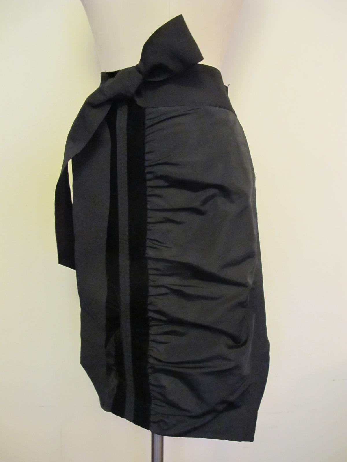 Black 2002 Tom Ford for YSL Gros Grain, Taffeta and Velvet Skirt For Sale