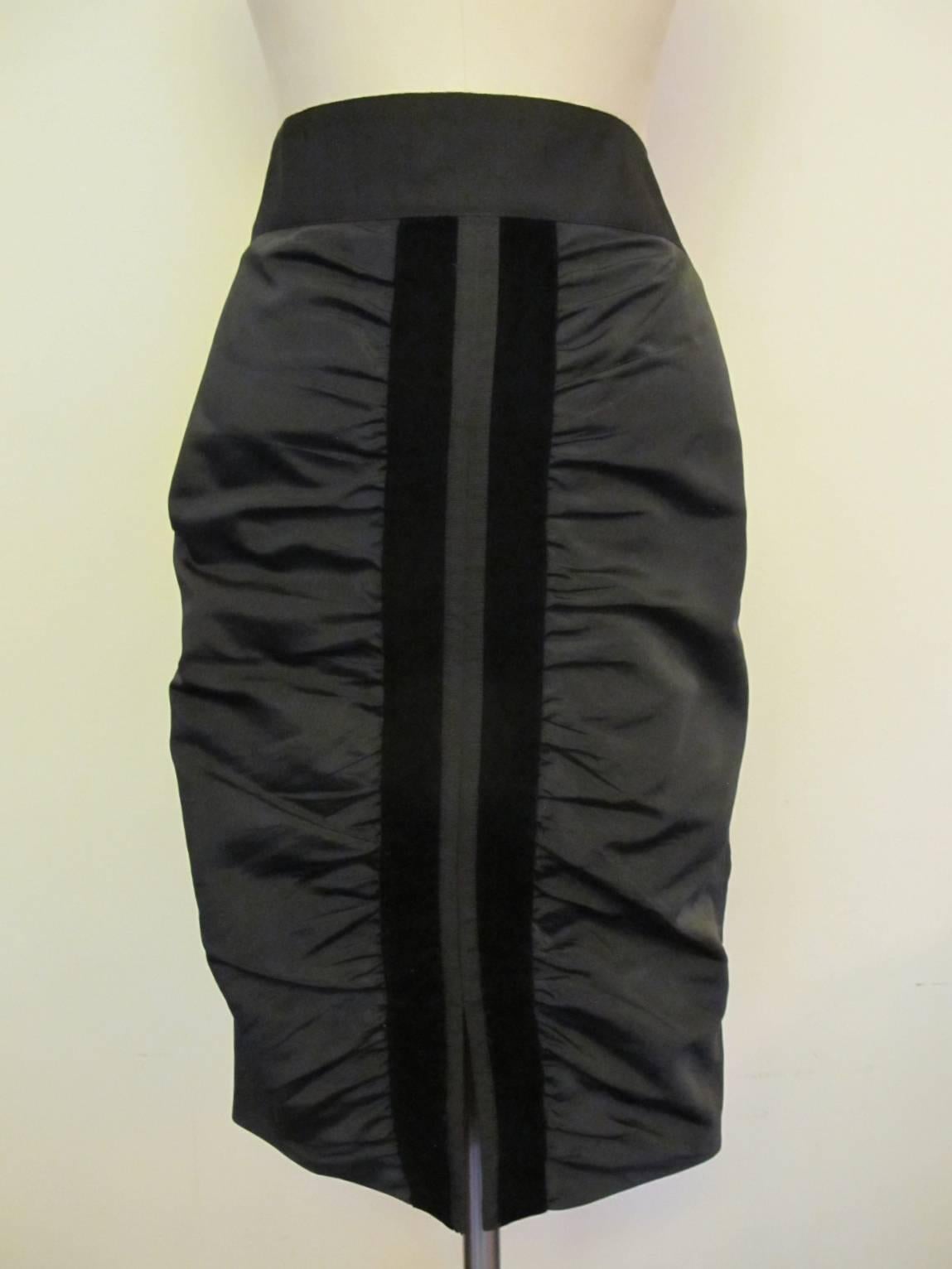 2002 Tom Ford for YSL Gros Grain, Taffeta and Velvet Skirt In Excellent Condition For Sale In San Francisco, CA