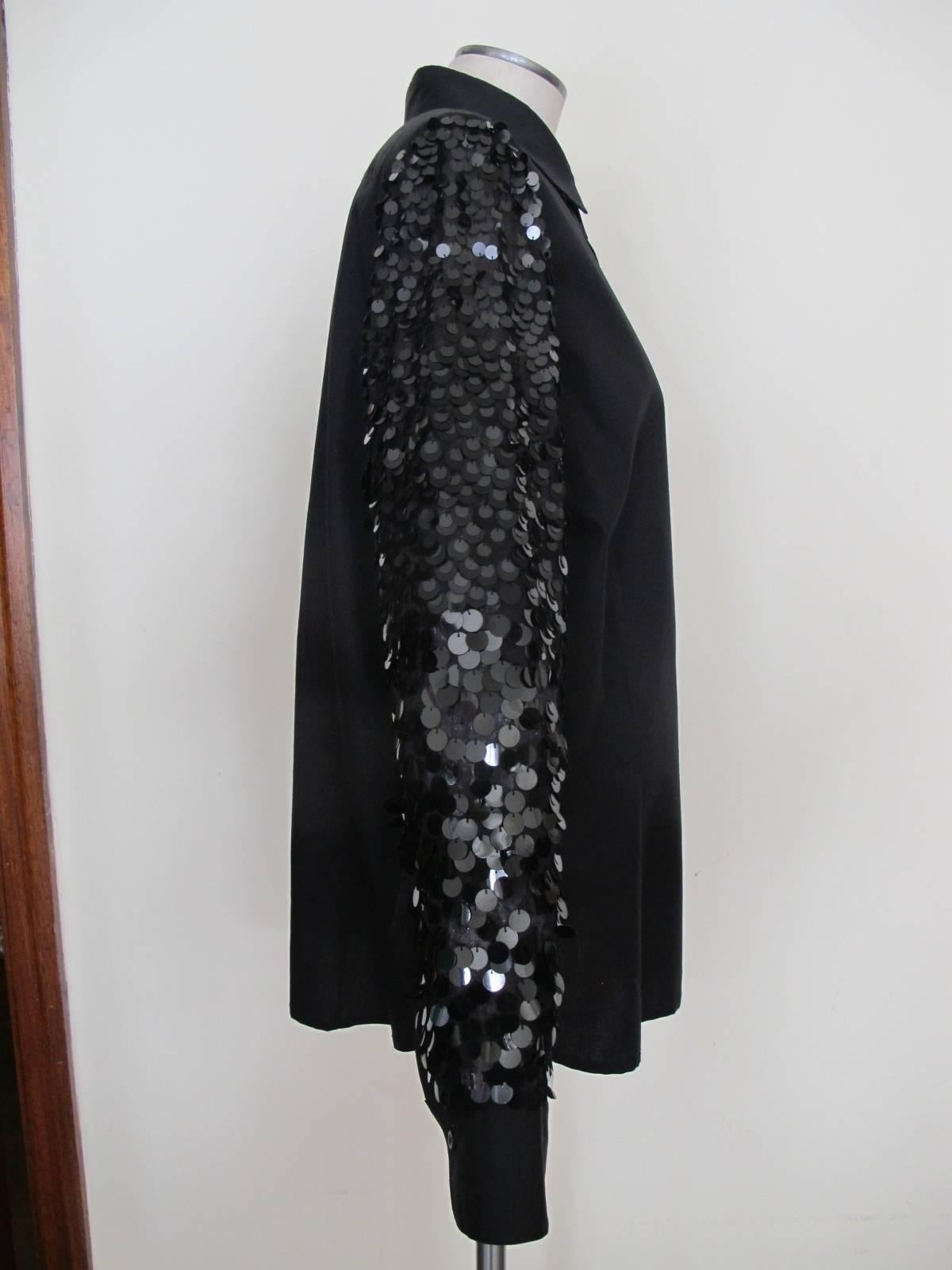 Dries Van Noten Black Sequined Jacket/Blouse In Excellent Condition For Sale In San Francisco, CA