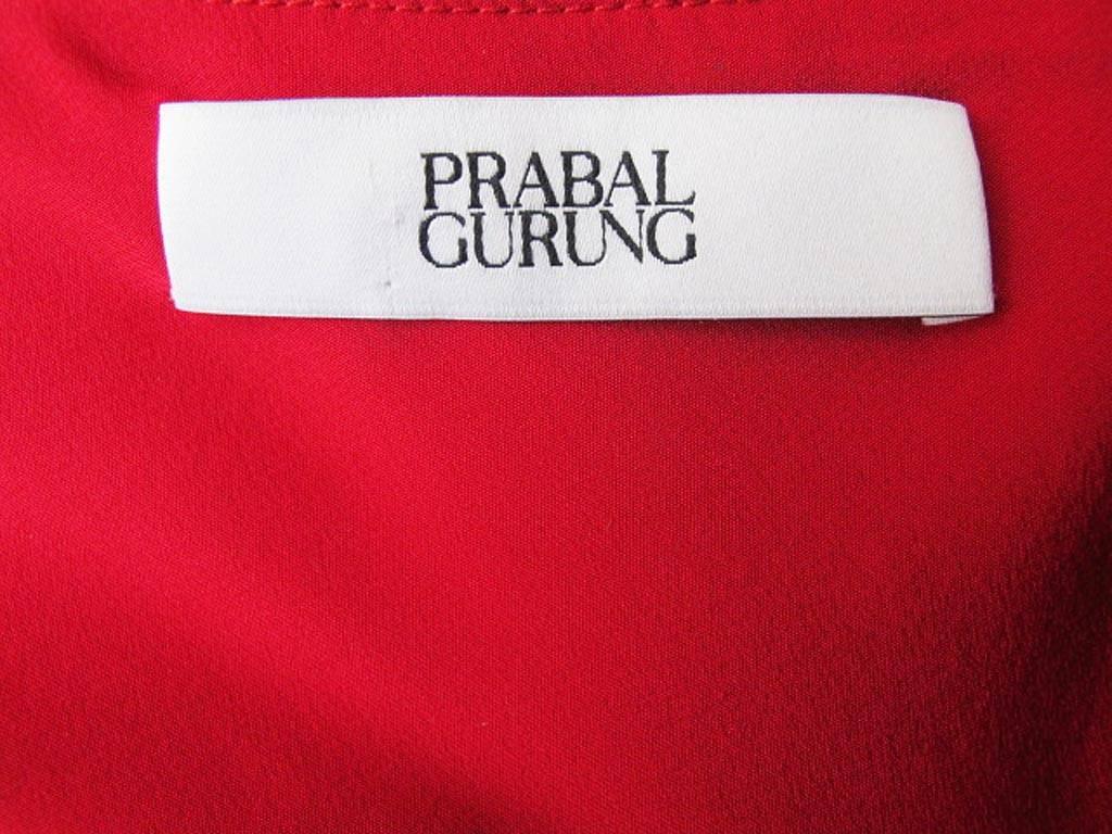 New Prabal Gurung Red Silk Satin One-Shoulder Evening Gown For Sale 4