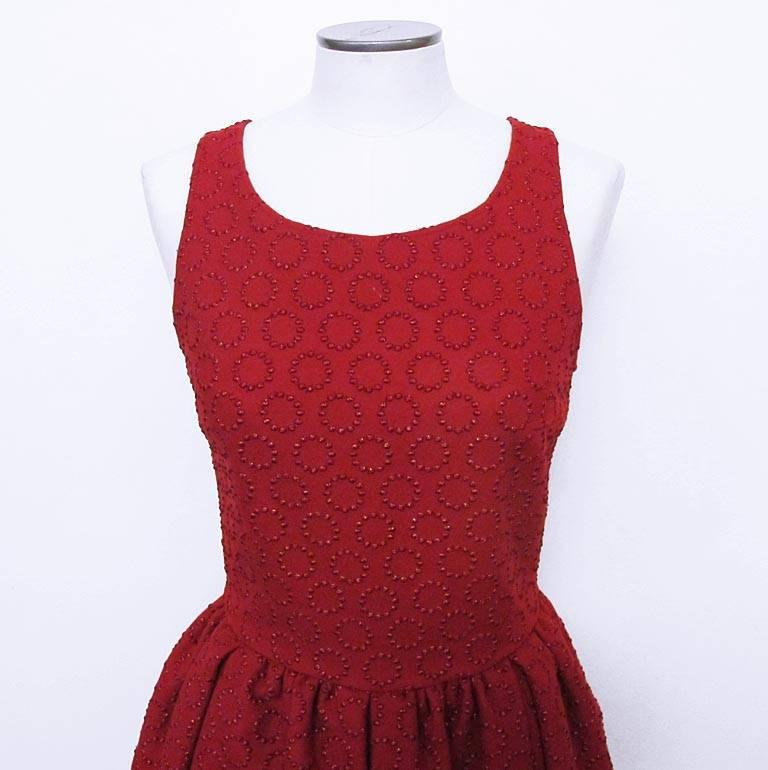 Alaïa Red Skater's Dress with Petal Shaped Insets in Skirt - 2013 NEW For Sale 2