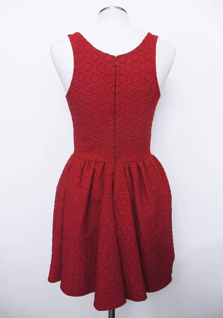 Alaïa Red Skater's Dress with Petal Shaped Insets in Skirt - 2013 NEW For Sale 1