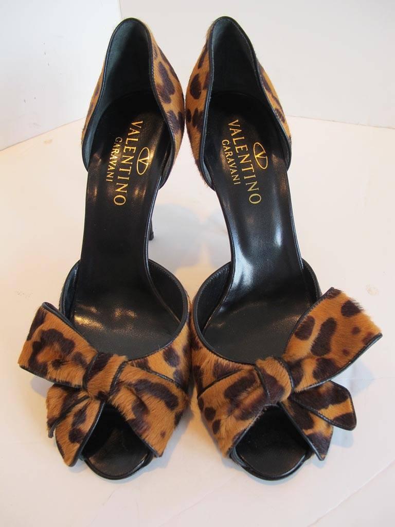 Valentino Garavani Leopard Shoes w/ Exaggerated Bow -NEW For Sale 5