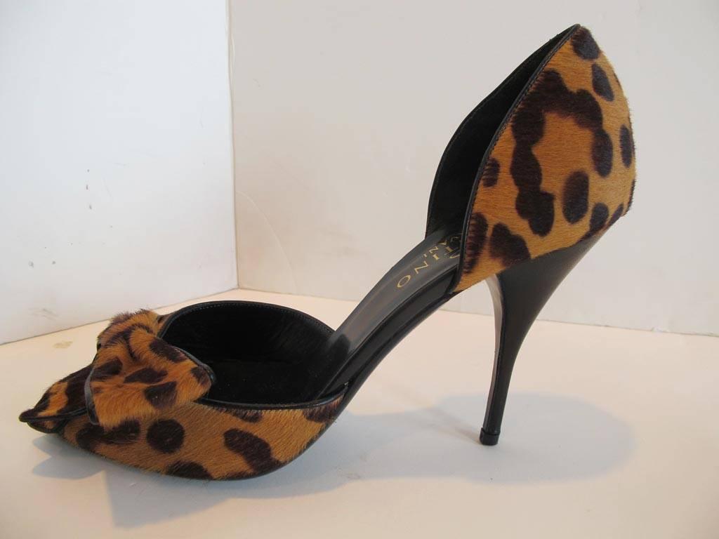 Black Valentino Garavani Leopard Shoes w/ Exaggerated Bow -NEW For Sale