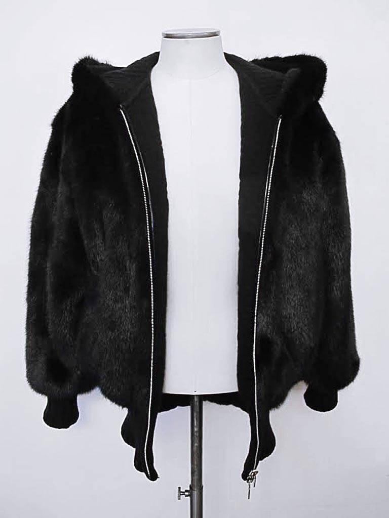New Gianni Versace Double Blouson Mink Jacket with Hood For Sale 2