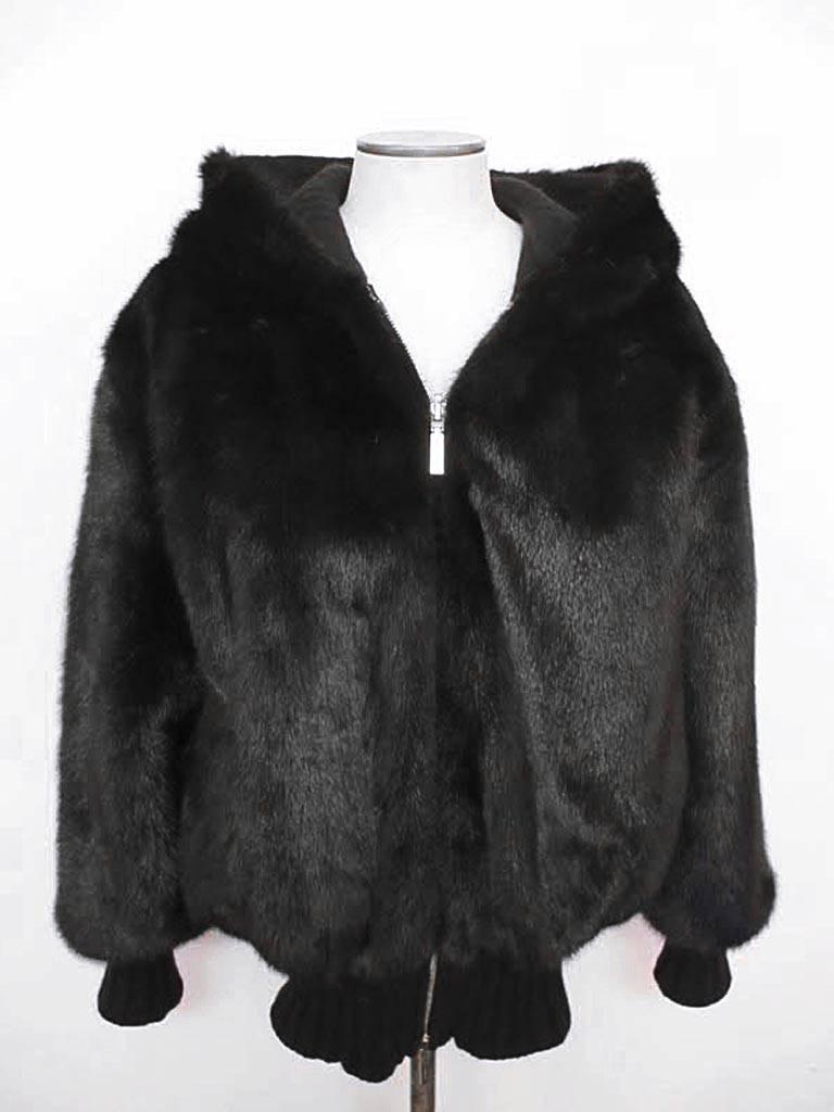 Women's New Gianni Versace Double Blouson Mink Jacket with Hood For Sale