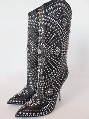 NEW 2013 Gianni Versace Studded Black Leather  Boots