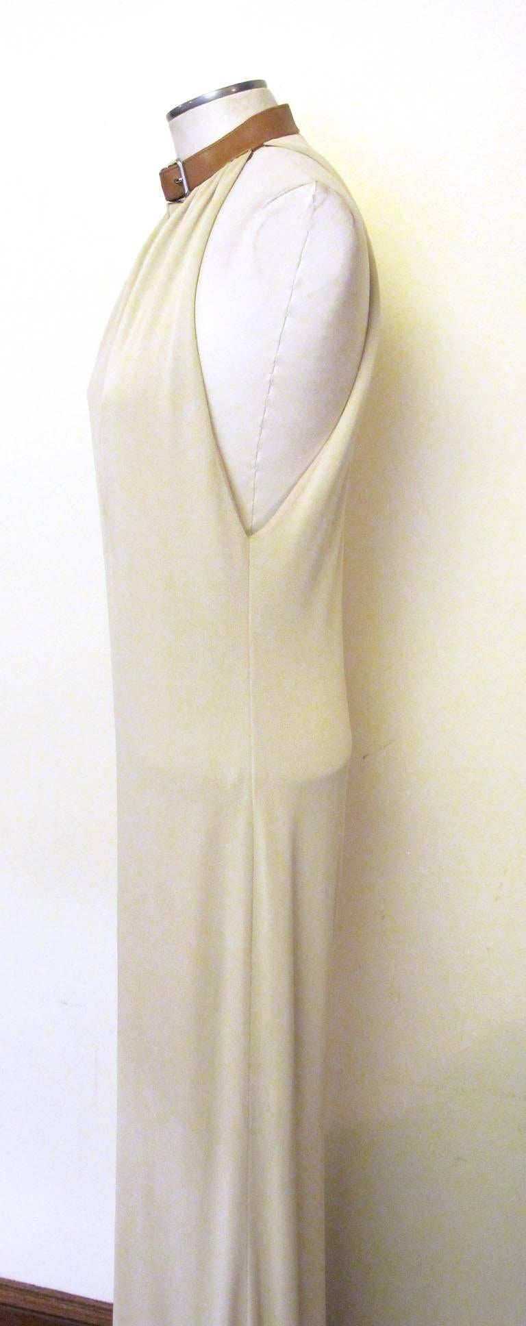 Ralph Lauren Collection Sheath Dress with Leather Collar In New Condition For Sale In San Francisco, CA