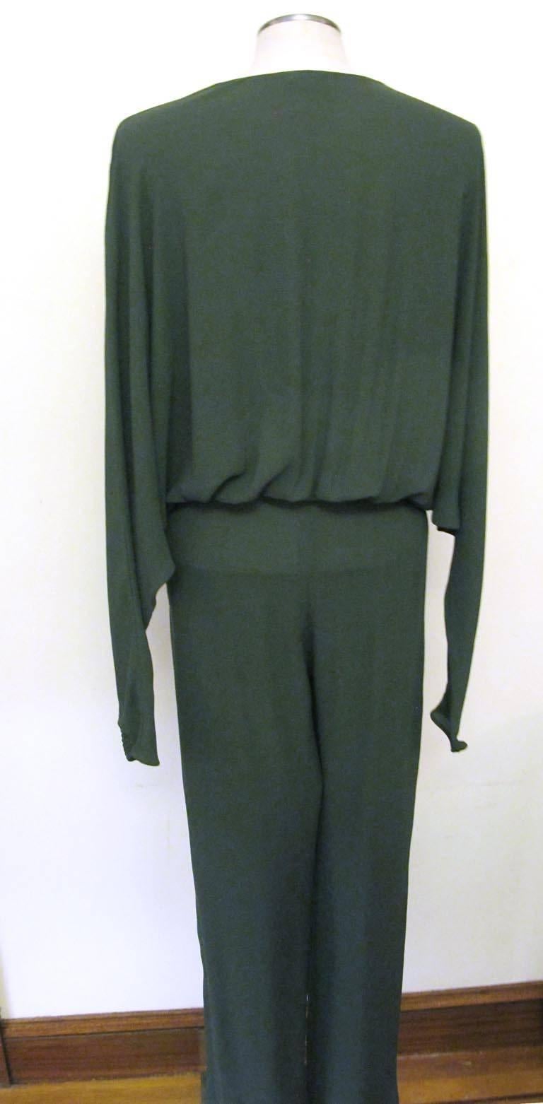 New Halston Avocado Green Jumpsuit For Sale 3