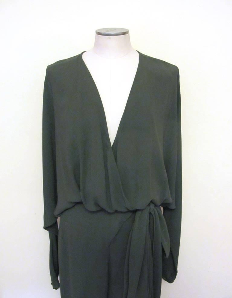 New Halston Avocado Green Jumpsuit In Excellent Condition For Sale In San Francisco, CA