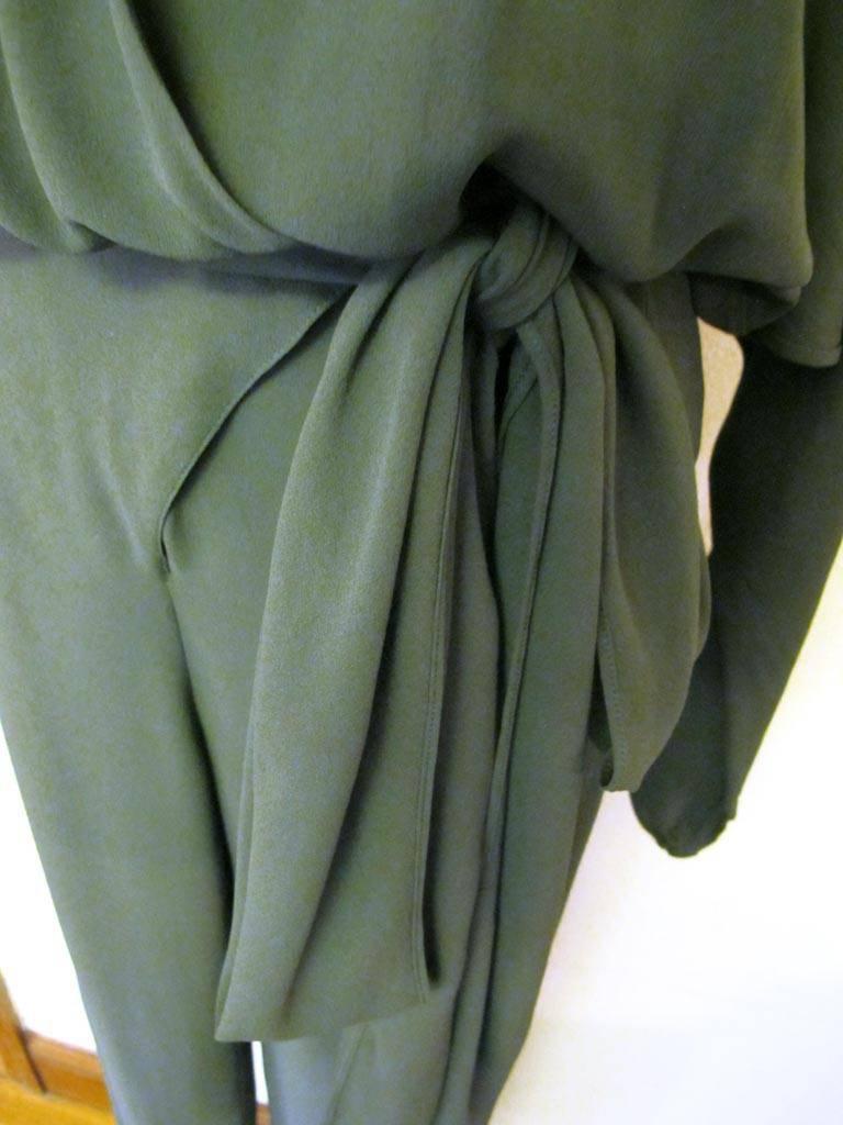 New Halston Avocado Green Jumpsuit For Sale 2