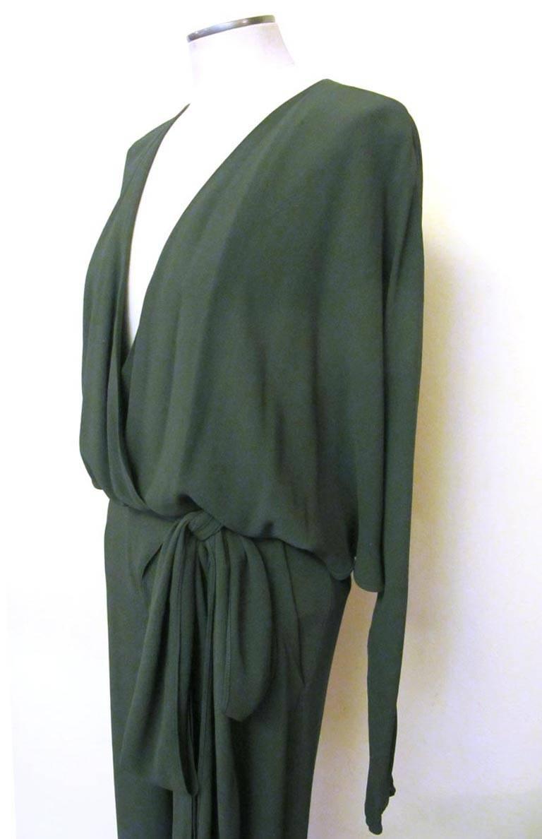 New Halston Avocado Green Jumpsuit For Sale 1