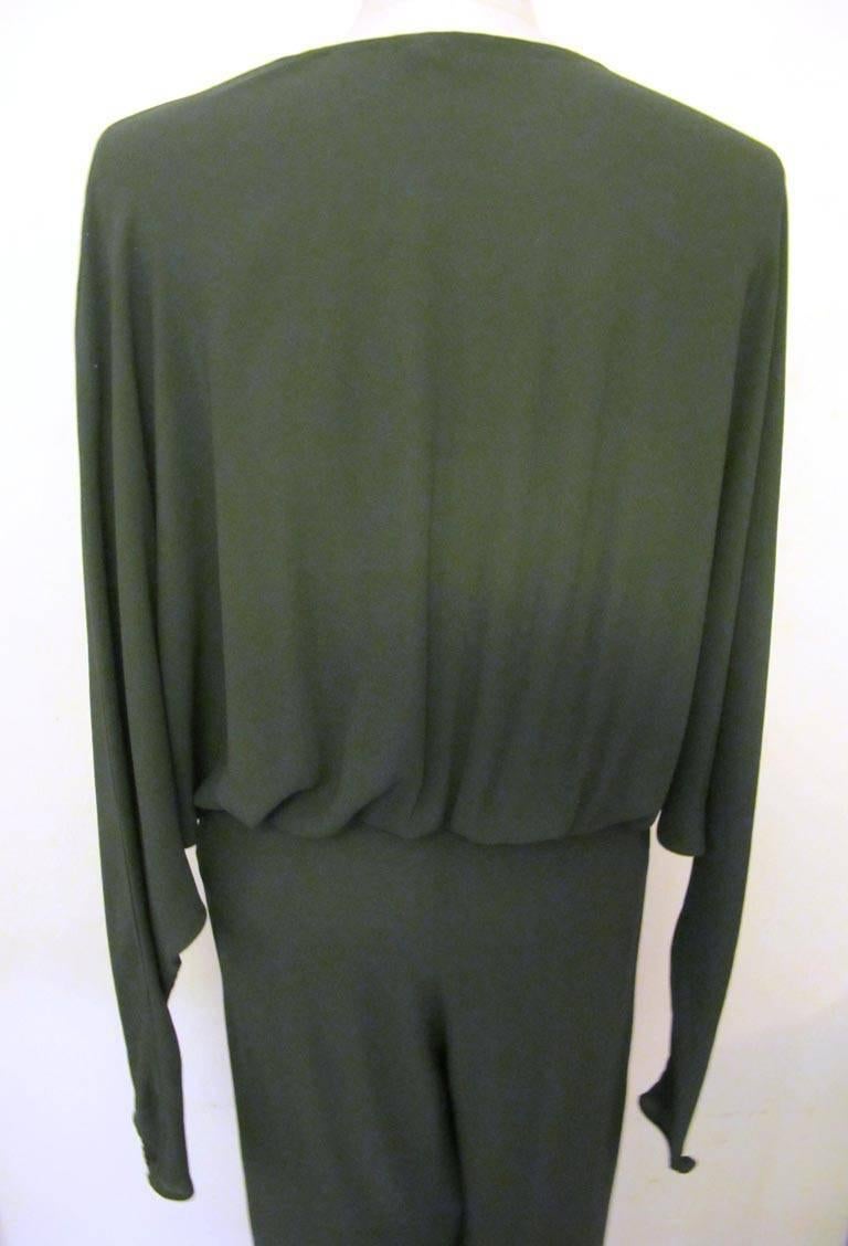 New Halston Avocado Green Jumpsuit For Sale 4
