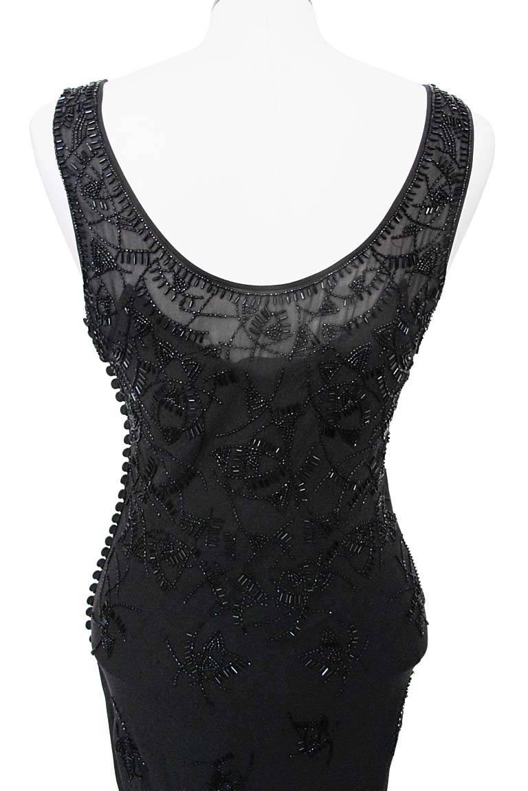 John Galliano for Christian Dior Sleeveless Black Beaded Gown For Sale 2