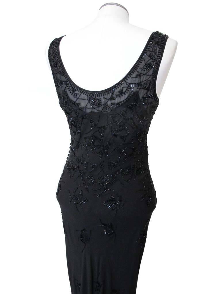 John Galliano for Christian Dior Sleeveless Black Beaded Gown For Sale 1