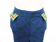 John Galliano Rainbow-Scotch Plaid Slacks