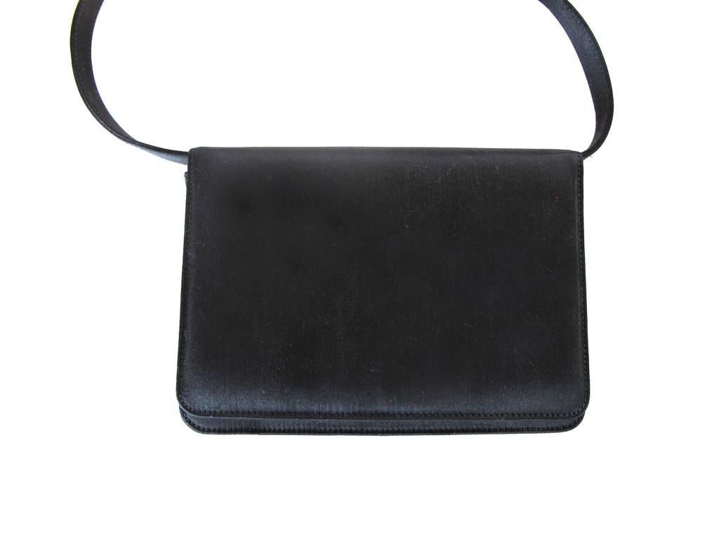 Giorgio Armani Black Satin Evening Bag For Sale 1