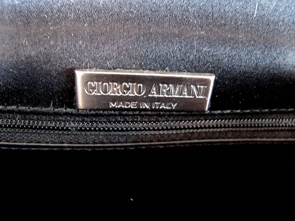 Giorgio Armani Black Satin Evening Bag For Sale 3