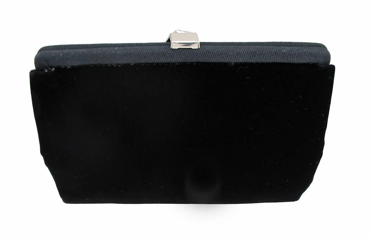 Women's Givenchy Black Velvet Clutch with Rhinestone Clasp For Sale