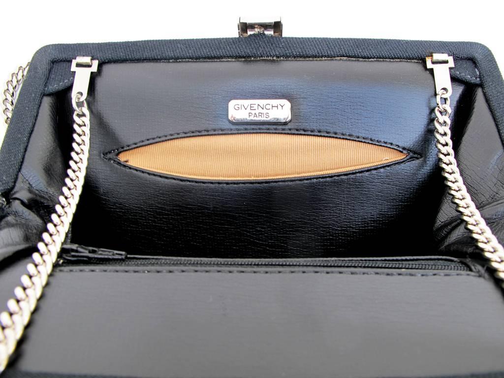 Givenchy Black Velvet Clutch with Rhinestone Clasp For Sale 2