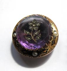 Victorian Amethyst and 14k Gold Cuff Buttons