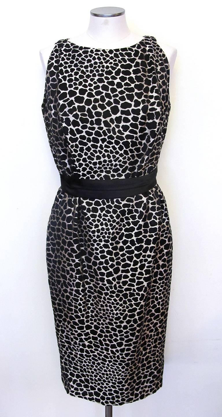 Galanos Black and White Giraffe Print Sleeveless Dress with Matching Jacket For Sale 1