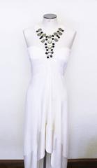 New Versace White Jeweled Halter Evening Gown with Train