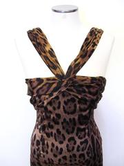 Dolce & Gabbana Leopard Print Halter Evening Gown