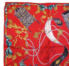 1990's Moschino "Moschino Loves Chippendale Too" Print Silk Scarf