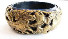 Masha Archer Black and Brass Animal Bangle