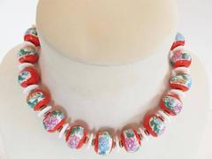 Masha Archer Thousand Flowers Red Wreath Necklace