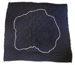 Saint Laurent Rive Gauche Black and White Silk Scarf/Wrap