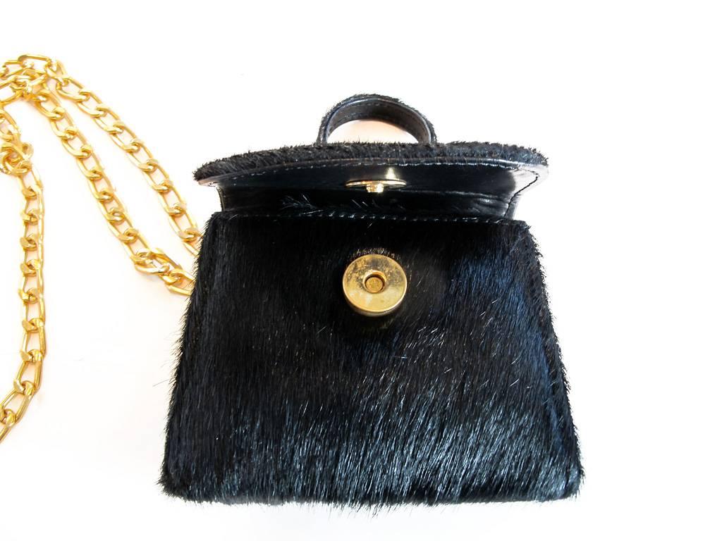 Giuseppe Zanotti Necklace with Miniature Pony Hair Purse In Excellent Condition For Sale In San Francisco, CA