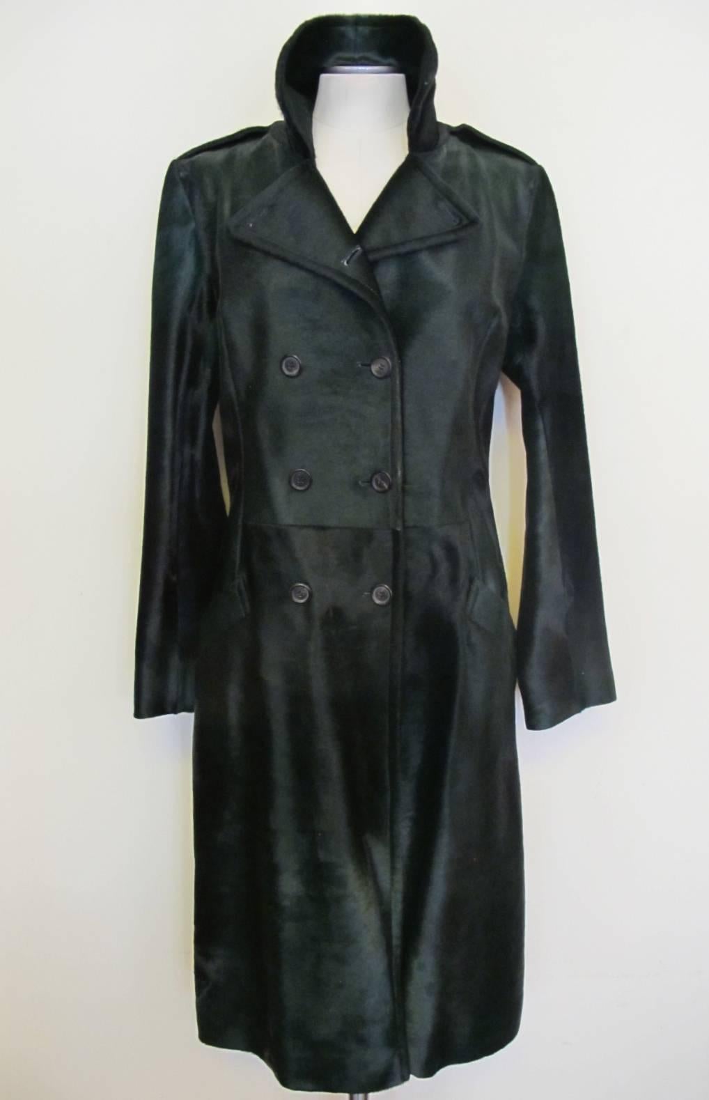 Women's Prada Double Breasted Forest Green Fur Coat For Sale