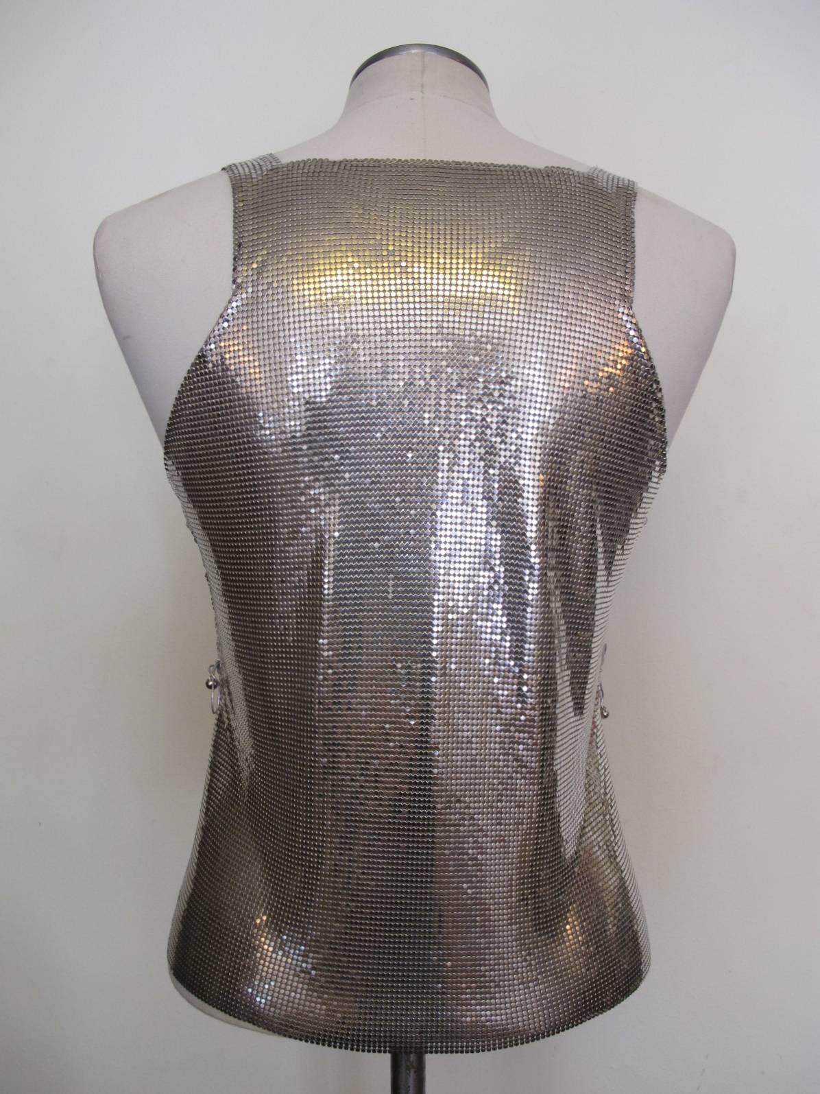 Paco Rabanne Chic Silver Metal Mesh Sleeveless Tank Top For Sale 1