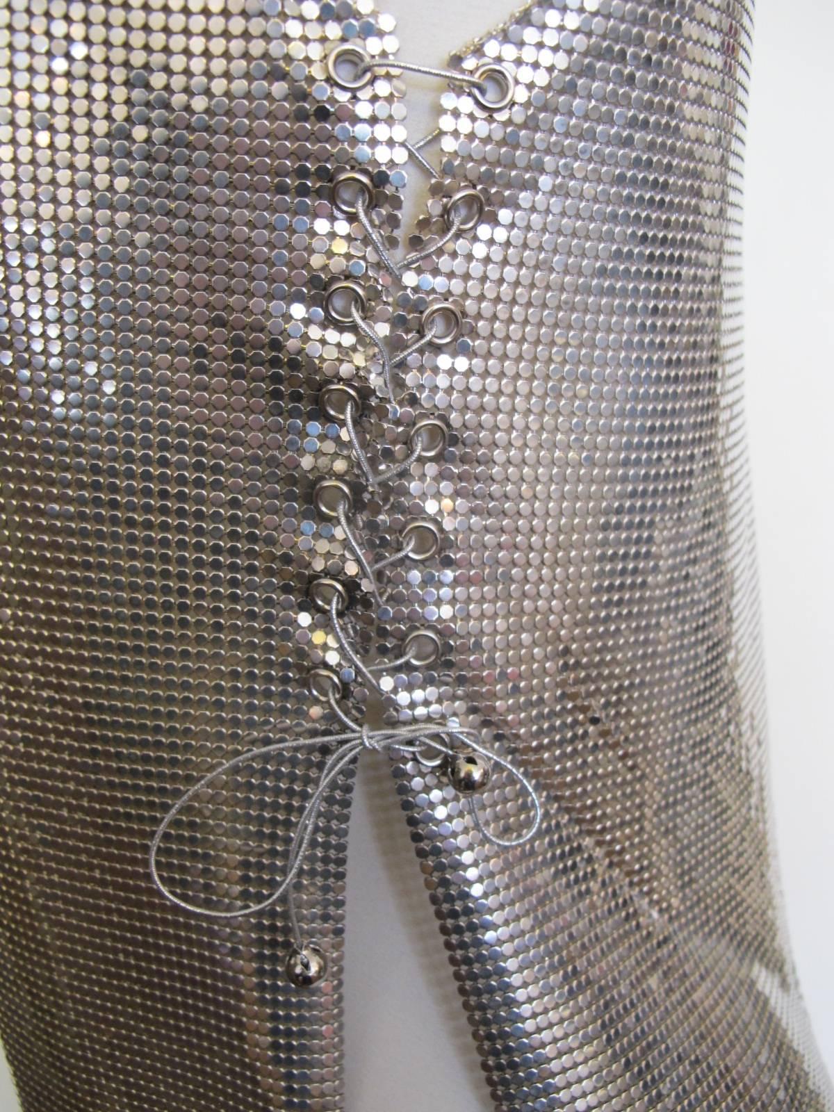 Paco Rabanne Chic Silver Metal Mesh Sleeveless Tank Top For Sale 2
