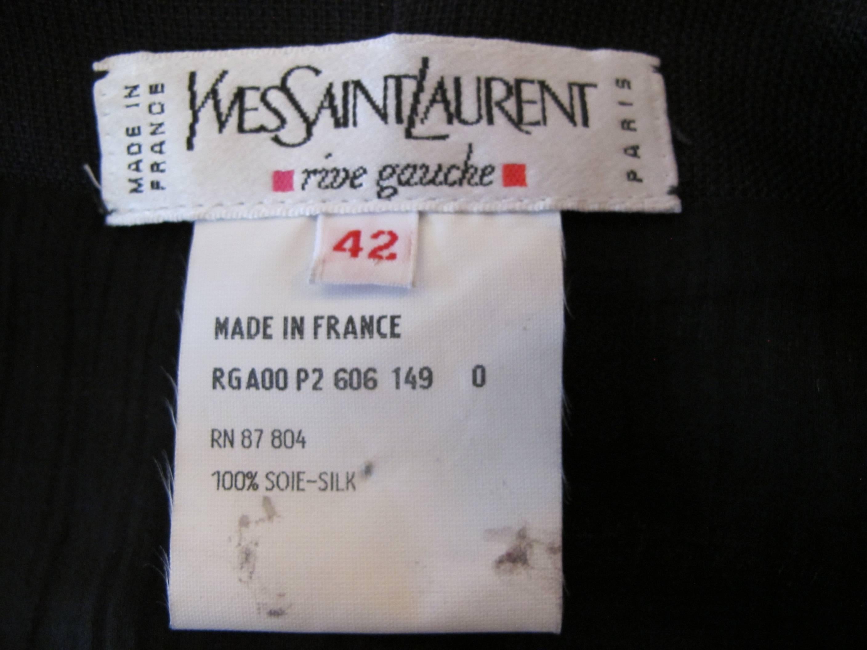 1990's Yves St. Laurent Rive Gauche Black Silk Gazar Evening Gown For Sale 6